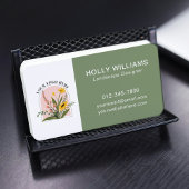 Voeg je Logo QR-code toe. Eenvoudige botanische co Visitekaartje