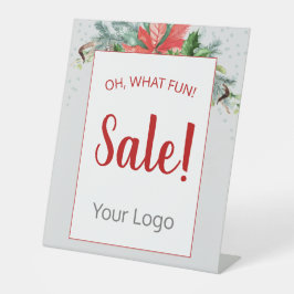 Voeg je Logo Red Floral Holiday Sale Business toe Reclamebord Met Voetstuk