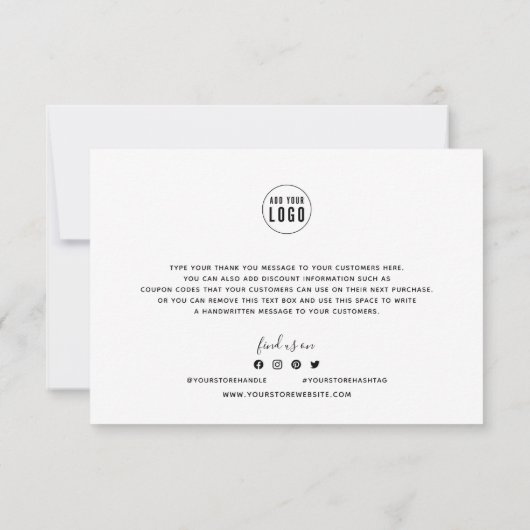 Voeg je Logo Roze Champagne Bokeh Lights Zilver to Bedankkaart (Achterkant)