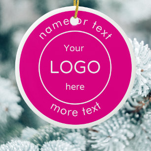 Voeg je logo roze winkel toe Kerst Ornament