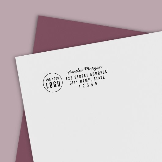 Voeg je Logo-script en vetgedrukte retouradres toe Zelfinktende Stempel