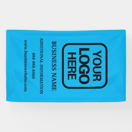 Voeg je Logo Simple Modern Professional Sky Blue t Spandoek (Horizontaal)