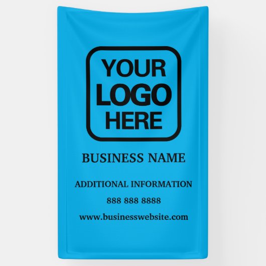 Voeg je Logo Simple Modern Professional Sky Blue t Spandoek (Verticaal)