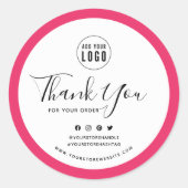 Voeg je Logo sociale media toe Bedankt voor je aan Ronde Sticker (Voorkant)