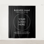 Voeg je Logo tekst extra grote zwarte achtergrond Wandkleed (Voorkant)