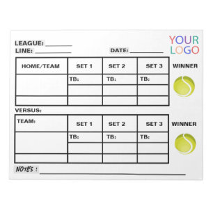 Voeg je Logo Tennis Score Pad Tennis Score Sheets  Notitieblok