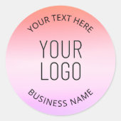 Voeg je Logo toe | Kleurrijke Zonsondergang Gradië Ronde Sticker (Voorkant)