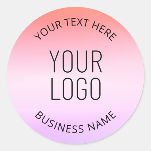 Voeg je Logo toe | Kleurrijke Zonsondergang Gradië Ronde Sticker (Voorkant)