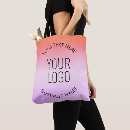 Voeg je Logo toe | Kleurrijke Zonsondergang Gradië Tote Bag (Dichtbij)