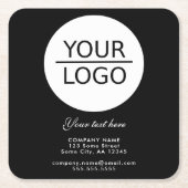 Voeg je Logo toe met Aangepaste tekstpromotie zwar Kartonnen Onderzetters (Voorkant)