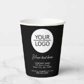 Voeg je Logo toe met Aangepaste tekstpromotie zwar Papieren Bekers (Achterkant)