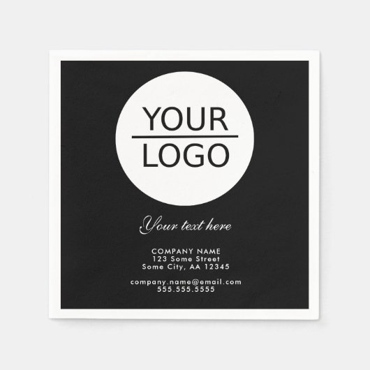 Voeg je Logo toe met Aangepaste tekstpromotie zwar Servet (Voorkant)