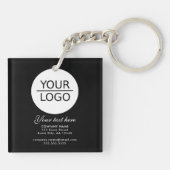 Voeg je Logo toe met Aangepaste tekstpromotie zwar Sleutelhanger (Achterkant)
