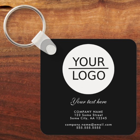 Voeg je Logo toe met Aangepaste tekstpromotie zwar Sleutelhanger (Voorkant)