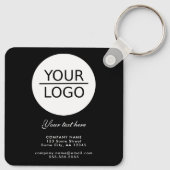 Voeg je Logo toe met Aangepaste tekstpromotie zwar Sleutelhanger (Achterkant)
