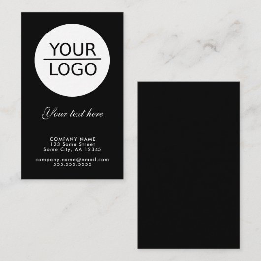 Voeg je Logo toe met Aangepaste tekstpromotie zwar Visitekaartje (Voorkant / Achterkant)