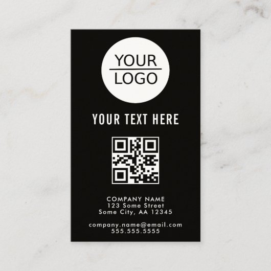 Voeg je Logo toe met Aangepaste tekstpromotie zwar Visitekaartje (Voorkant)