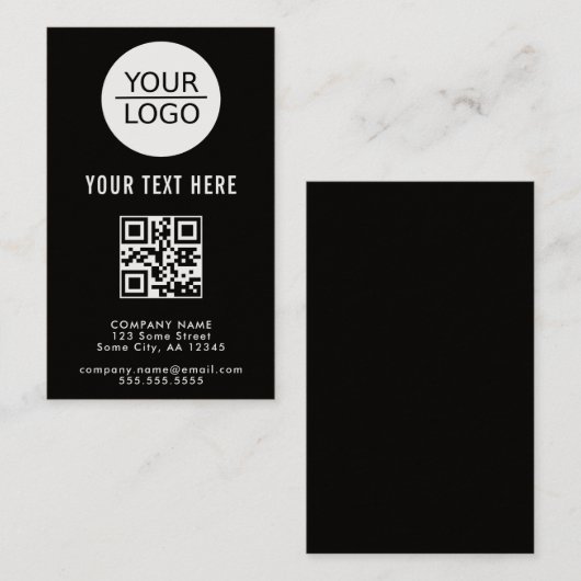 Voeg je Logo toe met Aangepaste tekstpromotie zwar Visitekaartje (Voorkant / Achterkant)