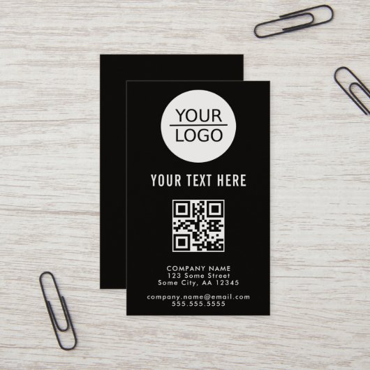 Voeg je Logo toe met Aangepaste tekstpromotie zwar Visitekaartje (Voorkant / Achterkant in situ)