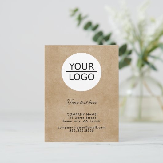 Voeg je Logo toe met Aangepaste tekstpromotiemetho Briefkaart (Staand voorkant)