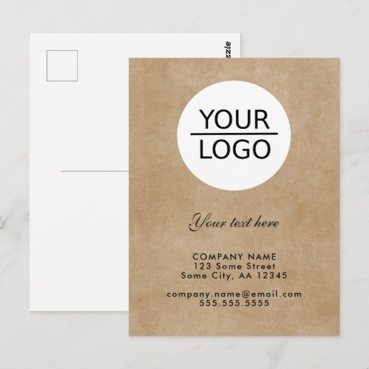 Voeg je Logo toe met Aangepaste tekstpromotiemetho Briefkaart (Voorkant / Achterkant)