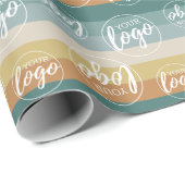 Voeg je Logo toe met Pastel Sunrise Stripes Cadeaupapier (Rol Hoek)