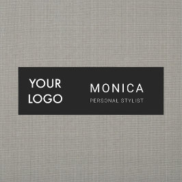 Voeg je Logo toe | Minimalistisch zwart Naamplaatje