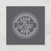 Voeg je Logo toe | Modern Black, White en Grey Vierkante Visitekaartje (Achterkant)