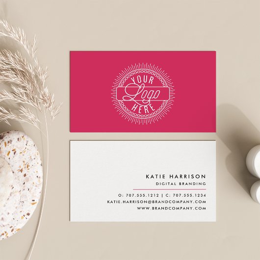 Voeg je Logo toe | Modern Black, White & Fuchsia Visitekaartje