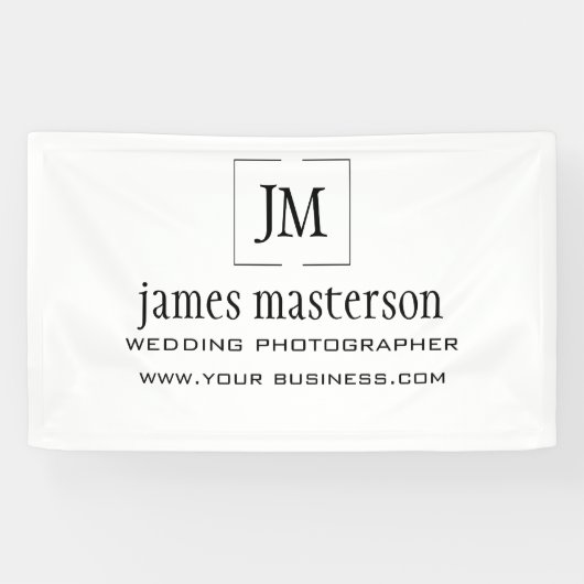 Voeg je Logo toe | Monogram minimalistische profes Spandoek (Horizontaal)