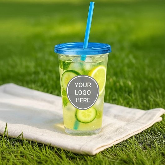 Voeg je Logo toe | Promo Tumbler met deksel en str Acryl Drinkbeker