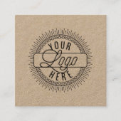 Voeg je Logo toe | Rustic Kraft Vierkante Visitekaartje (Voorkant)