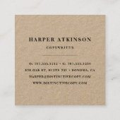 Voeg je Logo toe | Rustic Kraft Vierkante Visitekaartje (Achterkant)