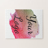 voeg je logo website roze groene gouden simpele mi legpuzzel (Horizontaal)