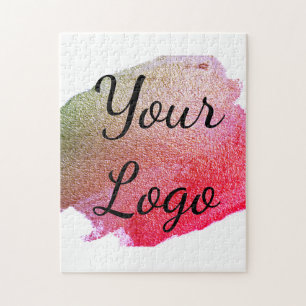 voeg je logo website roze groene gouden simpele mi legpuzzel