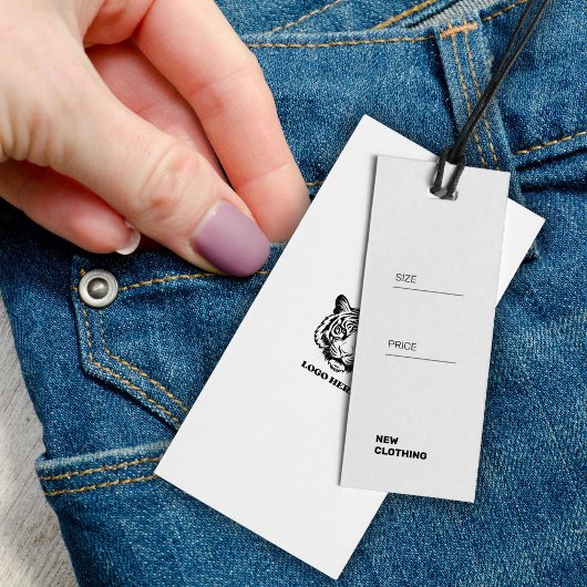 Voeg je Logo White Minimalist Hang Label toe Mini Visitekaartjes