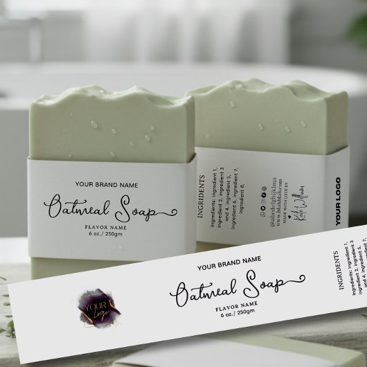 Voeg je logo zelfgemaakte zeepbuikbandlabel toe uitnodigingen wikkel