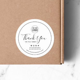 Voeg je Logo zwarte rand sociale media toe Dank je Ronde Sticker