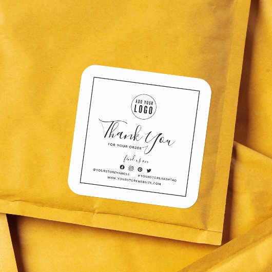 Voeg je Logo zwarte rand sociale media toe Dank je Vierkante Sticker