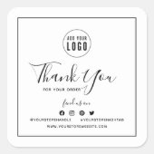 Voeg je Logo zwarte rand sociale media toe Dank je Vierkante Sticker (Voorkant)