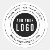 Voeg je Logo zwarte rand toe Dank je Ronde Sticker (Voorkant)