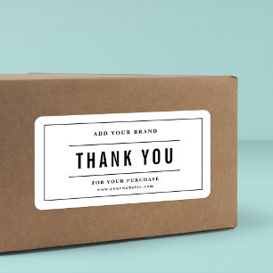 Voeg je merk toe Dank je wel zwarte randlijnen Etiket