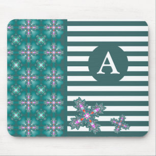 Voeg je Monogram Artdeco-bloemen toe in Retrostijl Muismat