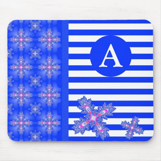 Voeg je Monogram Artdeco-bloemen toe in Retrostijl Muismat (Voorkant)