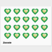Voeg je Monogram Gold Heart toe aan Groen Hart Sticker (Vel)