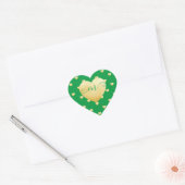 Voeg je Monogram Gold Heart toe aan Groen Hart Sticker (Envelop)
