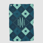 Voeg je Monogram toe | Blauw en Mint Argyle Patroo Golfhanddoek (Voorkant)