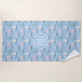 Voeg je Monogram toe | Cute Sailboat Pattern Strandlaken (Voorkant)