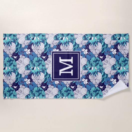 Voeg je Monogram toe | Funky Seashell Pattern Strandlaken (Voorkant)