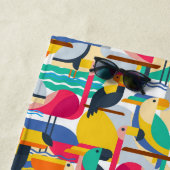 Voeg je Monogram toe | Geometrische tropische voge Strandlaken (In situ)